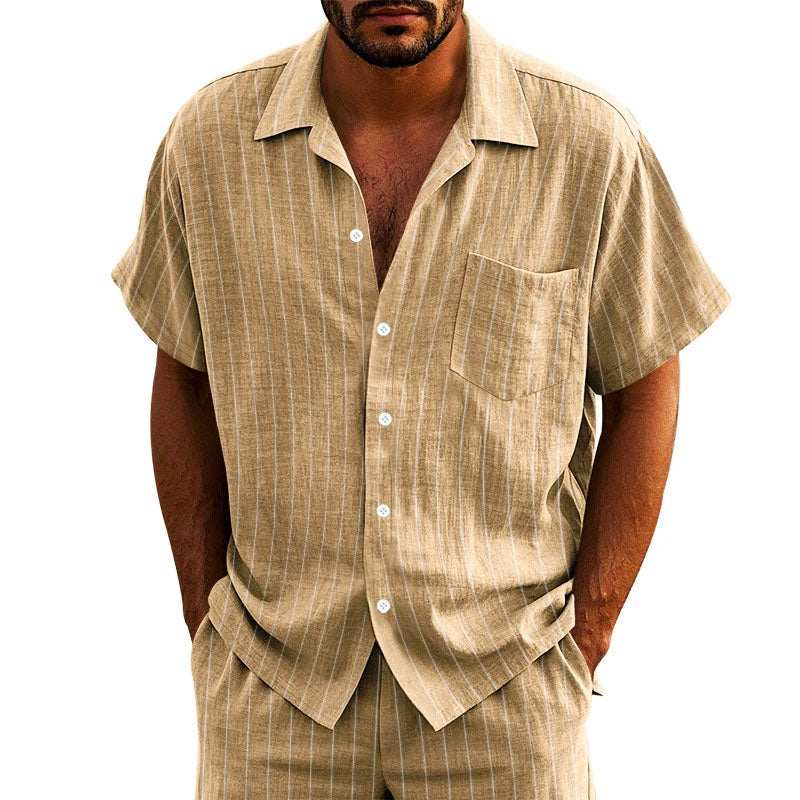 Timothy - Men's Relaxed Striped Short Sleeve Set