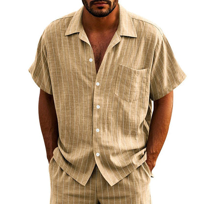 Timothy - Men's Relaxed Striped Short Sleeve Set