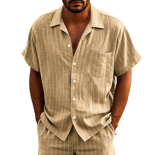 Timothy - Men's Relaxed Striped Short Sleeve Set