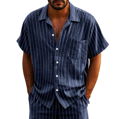 Timothy - Men's Relaxed Striped Short Sleeve Set
