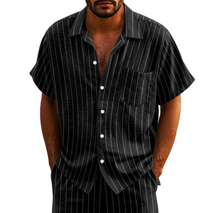 Timothy - Men's Relaxed Striped Short Sleeve Set