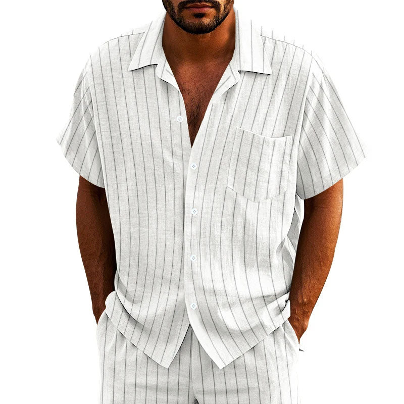 Timothy - Men's Relaxed Striped Short Sleeve Set