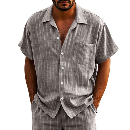 Timothy - Men's Relaxed Striped Short Sleeve Set