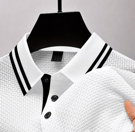 Tyler - Men's Textured Contrast Collar Polo Shirt