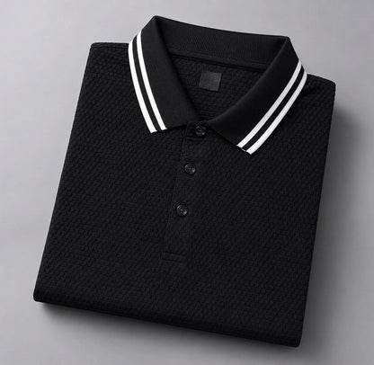 Tyler - Men's Textured Contrast Collar Polo Shirt