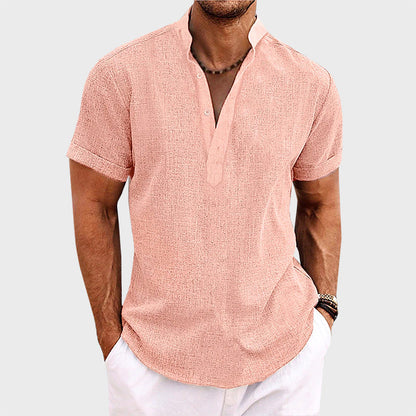 Tyler - Men's Short Sleeve Textured Henley Shirt