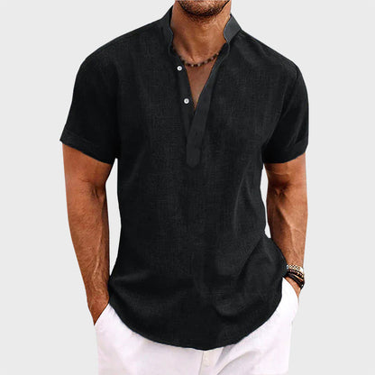 Tyler - Men's Short Sleeve Textured Henley Shirt