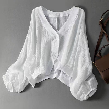 Valentina Rossi Cropped Blouse with Balloon Sleeves