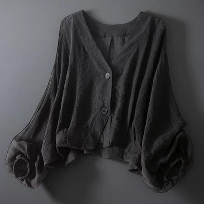 Valentina Rossi Cropped Blouse with Balloon Sleeves
