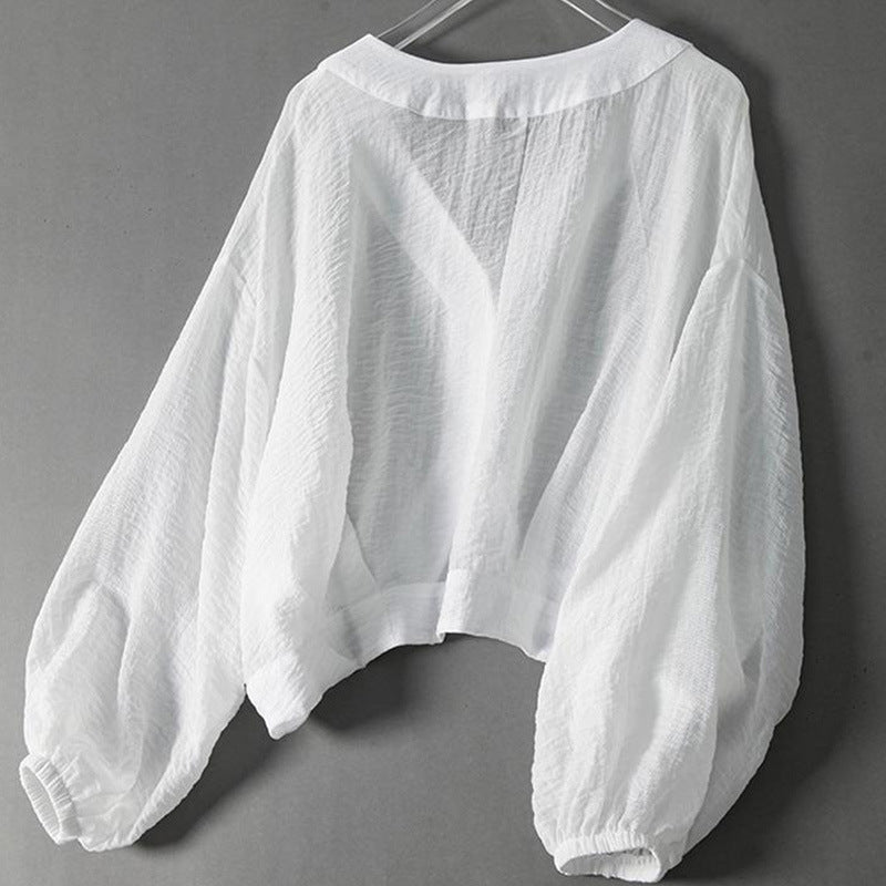 Valentina Rossi Cropped Blouse with Balloon Sleeves