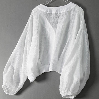 Valentina Rossi Cropped Blouse with Balloon Sleeves