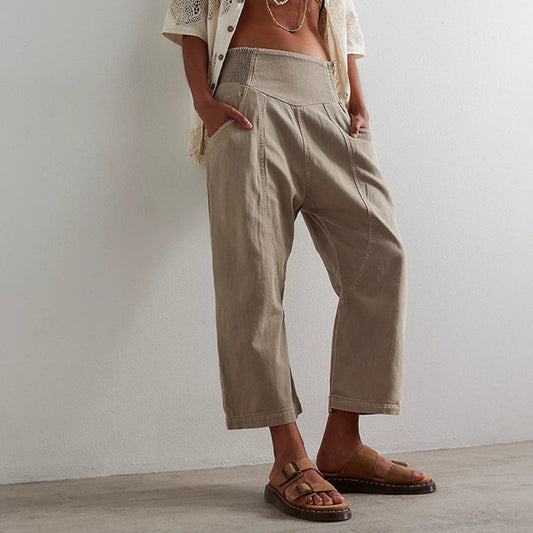 Valentina Rossi Cropped Pants with Wide Waistband