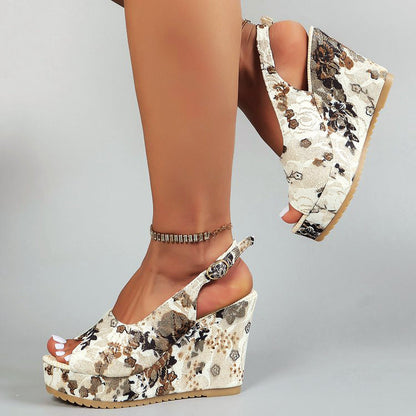 Valentina Rossi Floral Wedge Sandals
