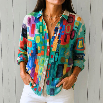 Valentina Rossi Geometric Multicolor Print Shirt