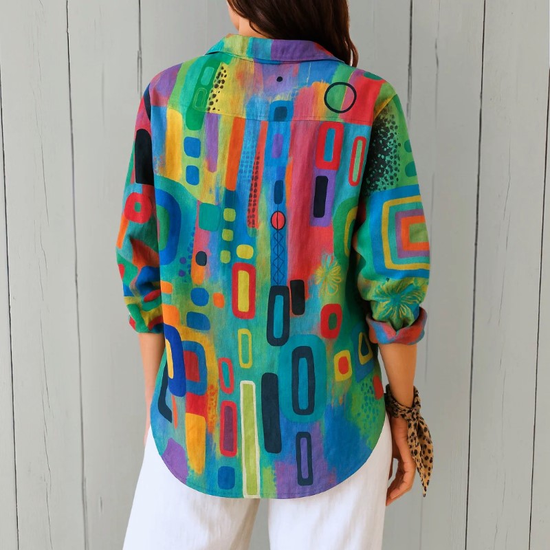 Valentina Rossi Geometric Multicolor Print Shirt