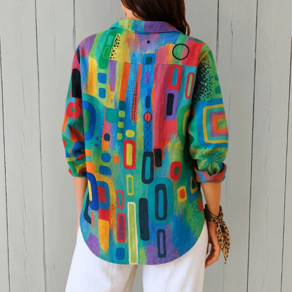 Valentina Rossi Geometric Multicolor Print Shirt