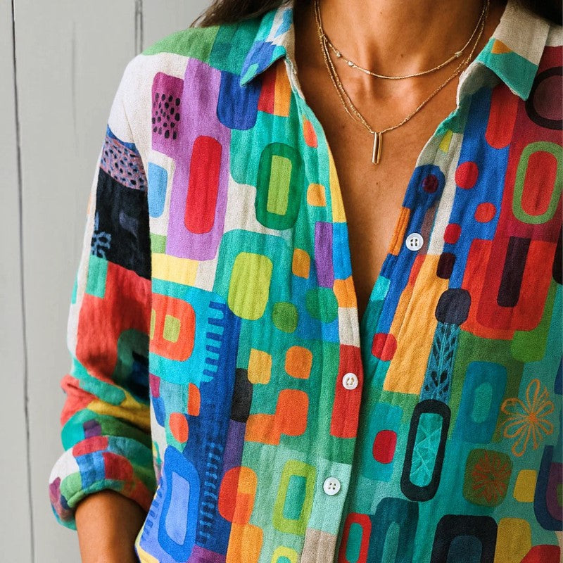 Valentina Rossi Geometric Multicolor Print Shirt