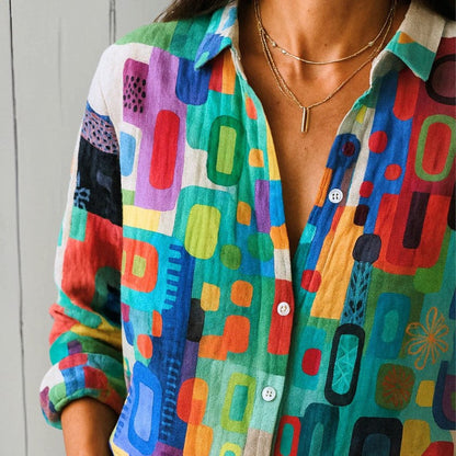 Valentina Rossi Geometric Multicolor Print Shirt