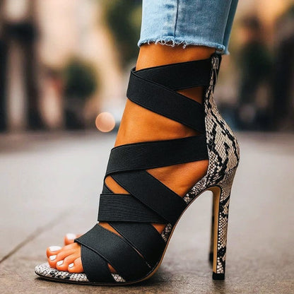 Valentina Rossi High Heel Sandals with Animal Print