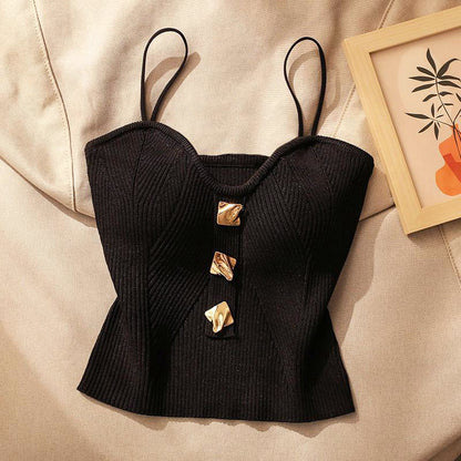 Valentina Rossi Knit Crop Top with Thin Straps