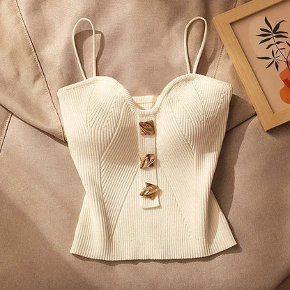 Valentina Rossi Knit Crop Top with Thin Straps