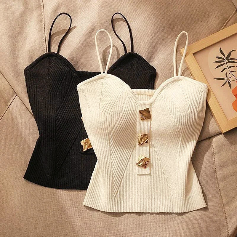 Valentina Rossi Knit Crop Top with Thin Straps