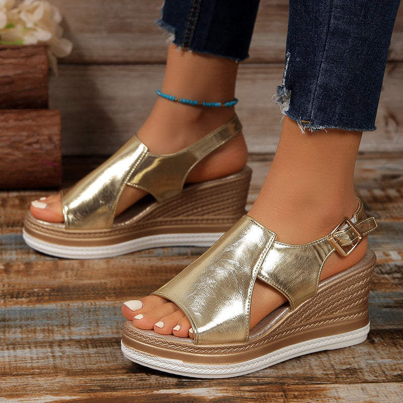 Valentina Rossi Metallic Platform Sandals
