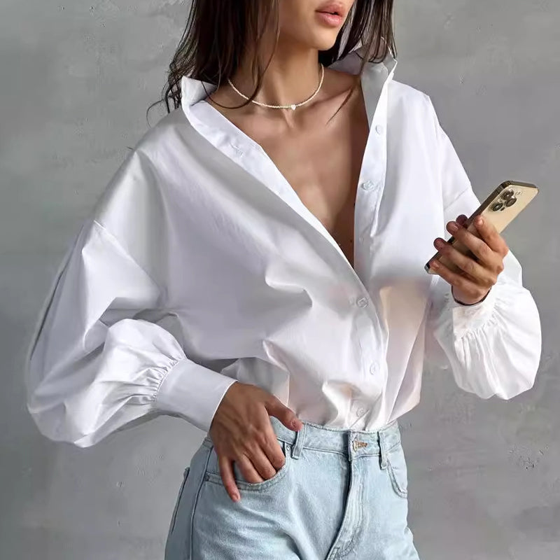 Valentina Rossi Oversized Blouse with Bishop Sleeves