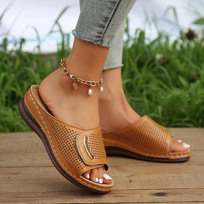Valentina Rossi Perforated Wedge Sandals