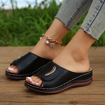 Valentina Rossi Perforated Wedge Sandals