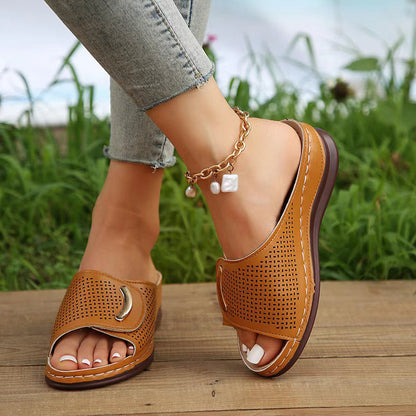Valentina Rossi Perforated Wedge Sandals