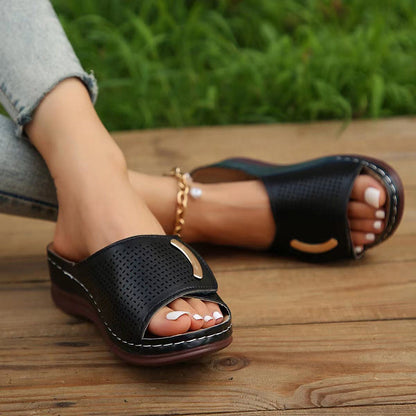 Valentina Rossi Perforated Wedge Sandals