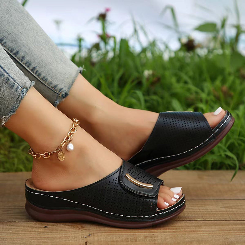 Valentina Rossi Perforated Wedge Sandals