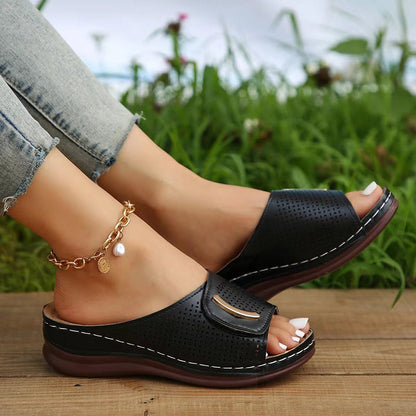 Valentina Rossi Perforated Wedge Sandals