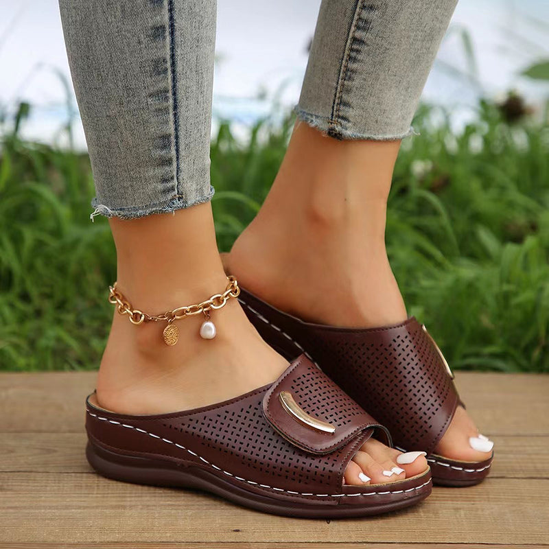 Valentina Rossi Perforated Wedge Sandals