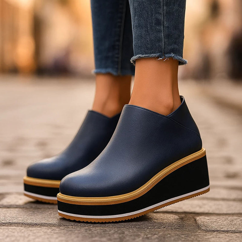Valentina Rossi Platform Ankle Boots with Side Zipper