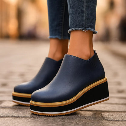 Valentina Rossi Platform Ankle Boots with Side Zipper