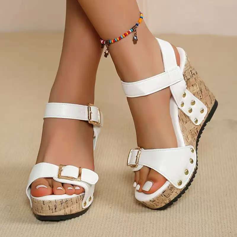 Valentina Rossi Platform Wedge Sandals with Cork Heel