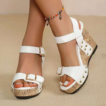 Valentina Rossi Platform Wedge Sandals with Cork Heel