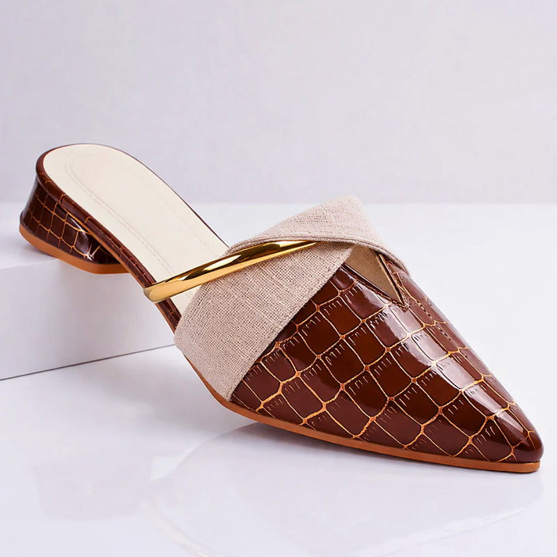 Valentina Rossi Pointed Mules with Gold Accent