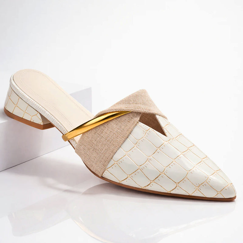 Valentina Rossi Pointed Mules with Gold Accent