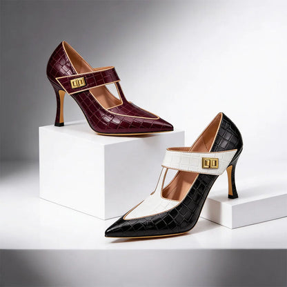Valentina Rossi Pointed Toe T-Strap Heels