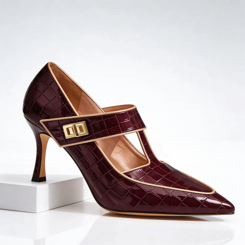 Valentina Rossi Pointed Toe T-Strap Heels