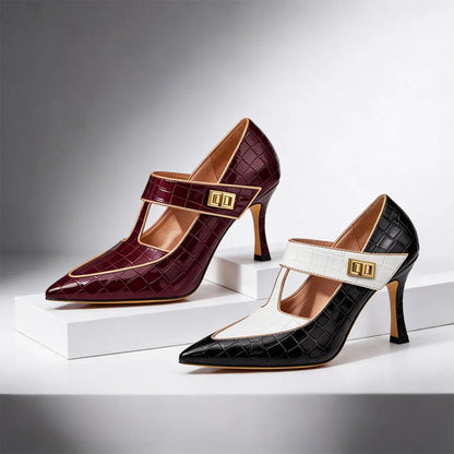 Valentina Rossi Pointed Toe T-Strap Heels
