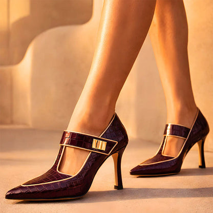 Valentina Rossi Pointed Toe T-Strap Heels