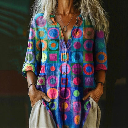 Valentina Rossi Retro Multicolor Circle Print Blouse
