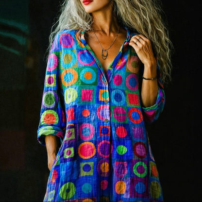 Valentina Rossi Retro Multicolor Circle Print Blouse
