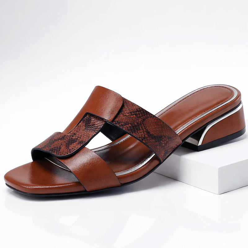 Valentina Rossi Snake Print T-Strap Sandals