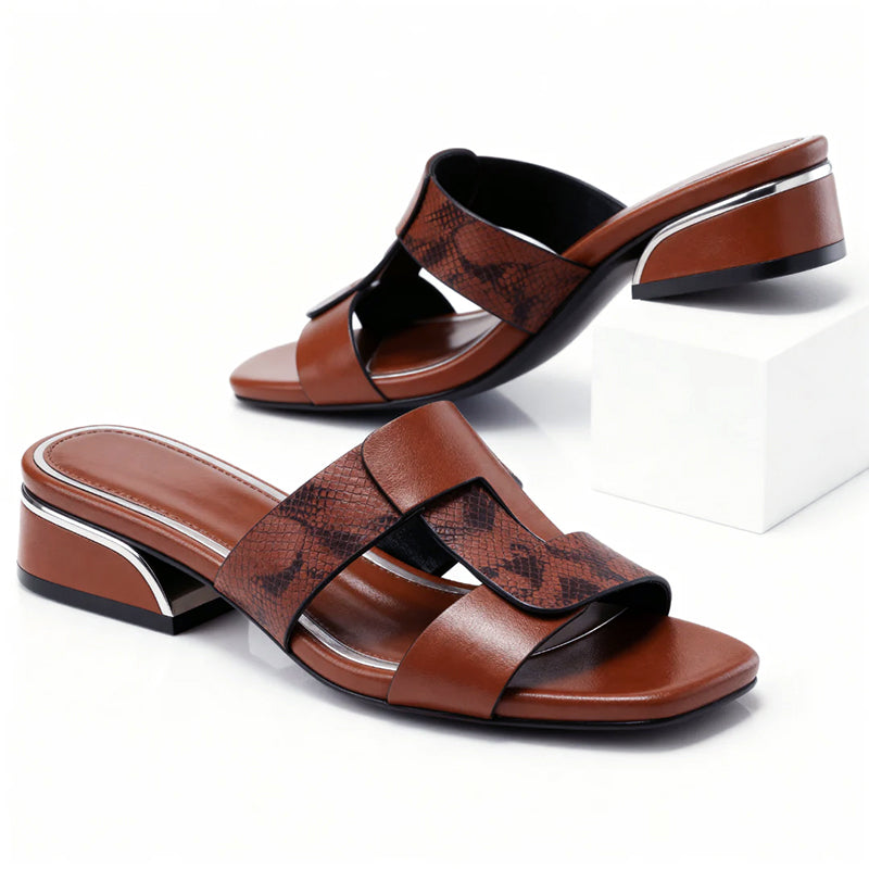 Valentina Rossi Snake Print T-Strap Sandals