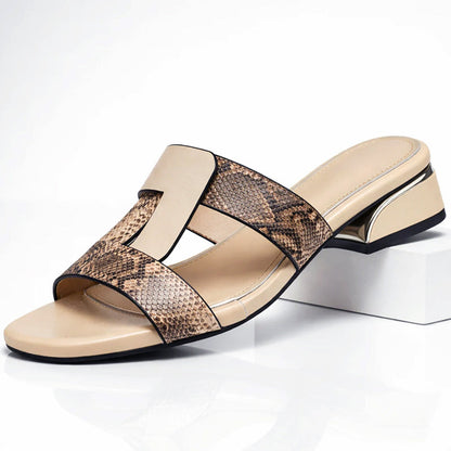 Valentina Rossi Snake Print T-Strap Sandals